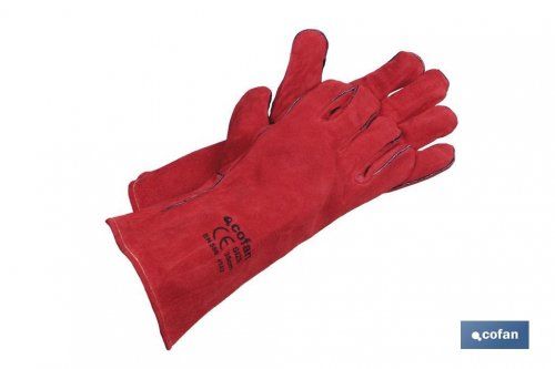 guantes de soldador rojo